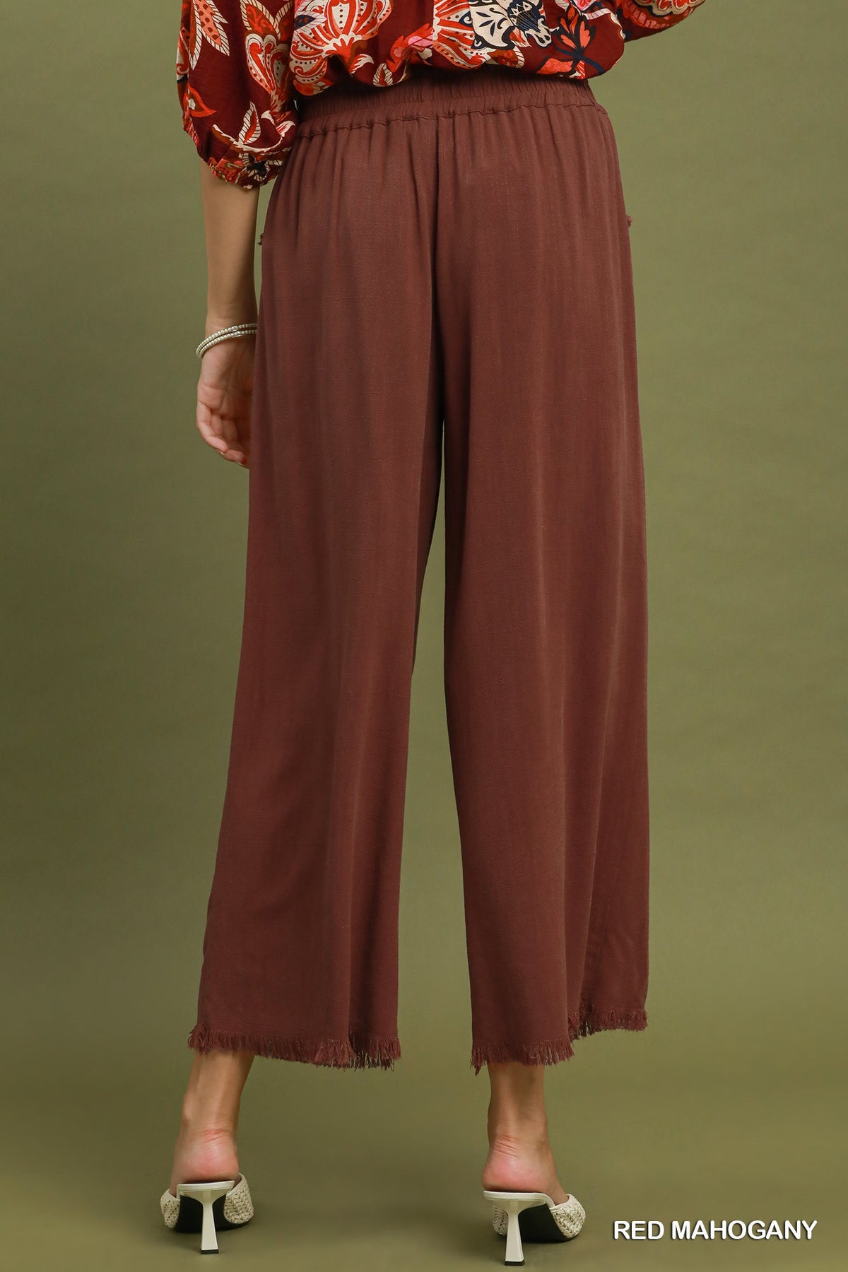 Umgee Frayed Hem Wide-Leg Pant