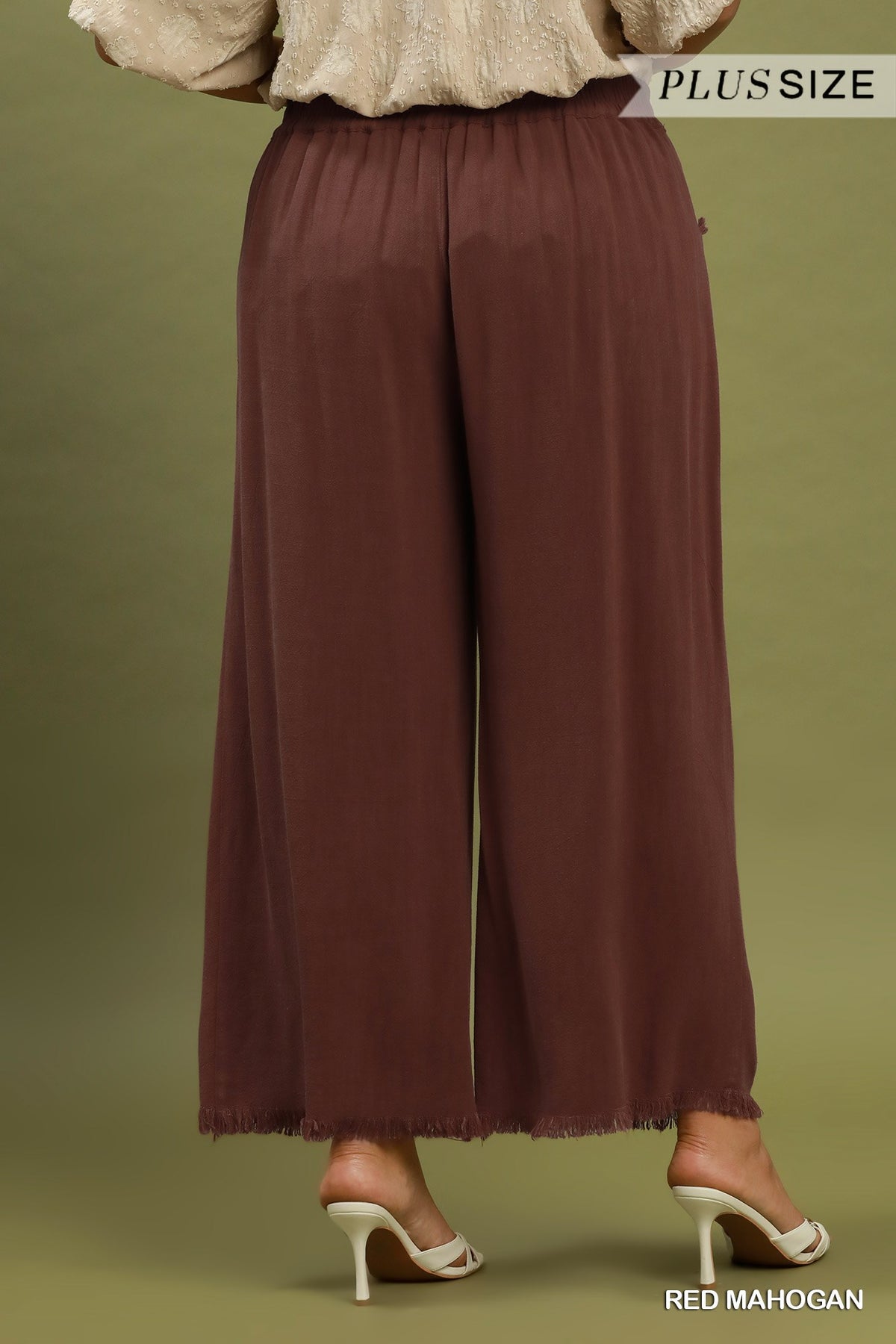 PLUS Umgee Frayed Hem Wide-Leg Pant