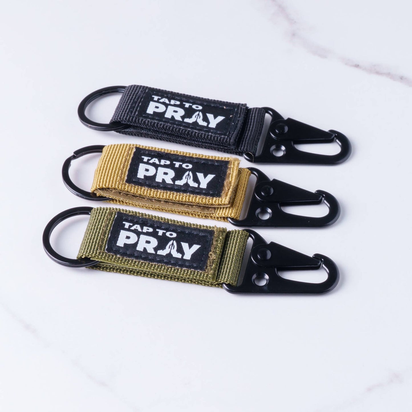 Tap To Pray™ - Tactical Carabiner Keychain: Black