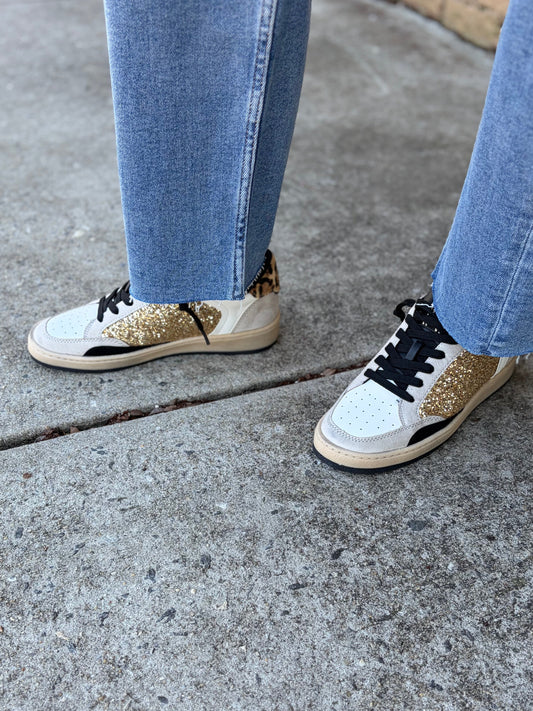Shu Shop QUINN Leopard & Gold Glitter Sneakers