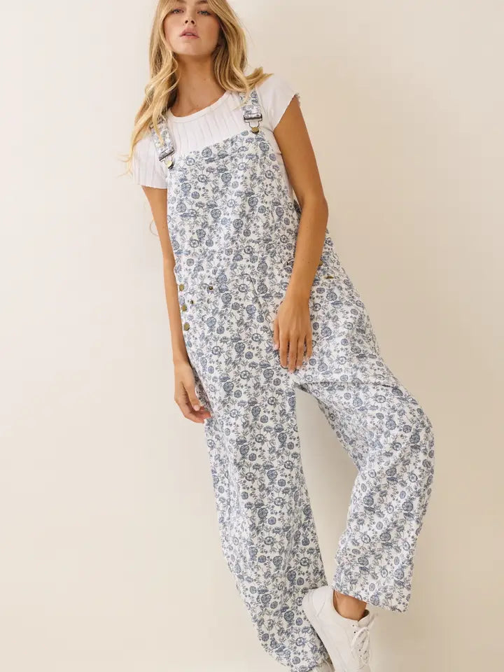 ODDI Washed Flower Overall Jumpsuit