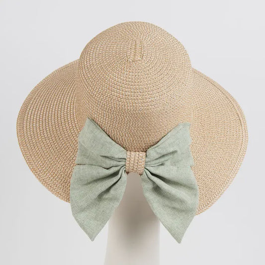 Sun Hat Zaya Boho Wide Brim Ponytail with Bow