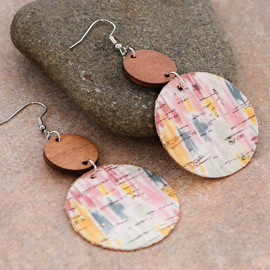 Multicolored Printed Cork Earrings
