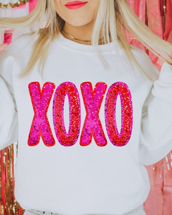 Sparkly XOXO Crewneck Pullover