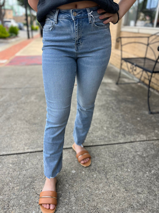 Vervet HR Raw Hem Kick Flare Denim Jean VERVET