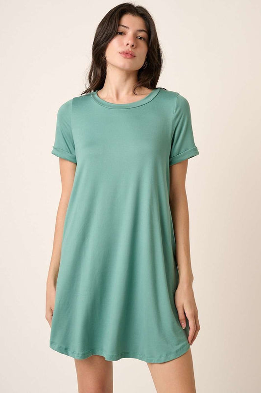 Round Neck with Short Sleeve Knit Dress