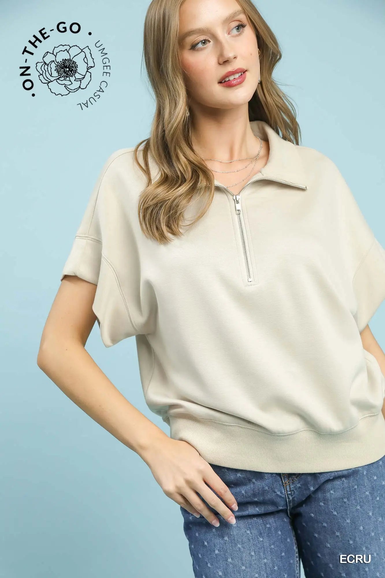 Umgee Luxeknit Relaxed Half-Zip Pullover