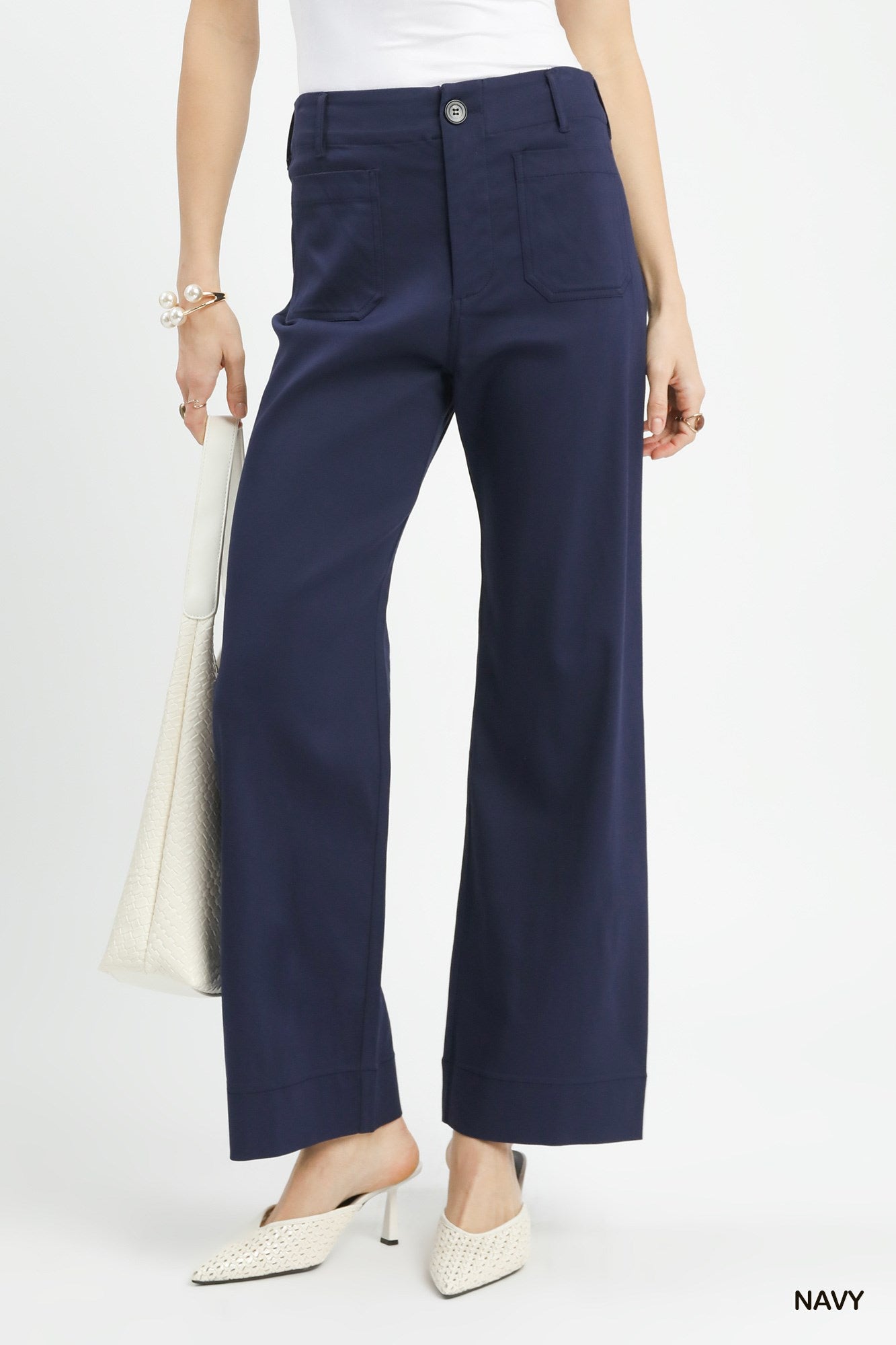 Umgee Button Stretched Pants - Navy