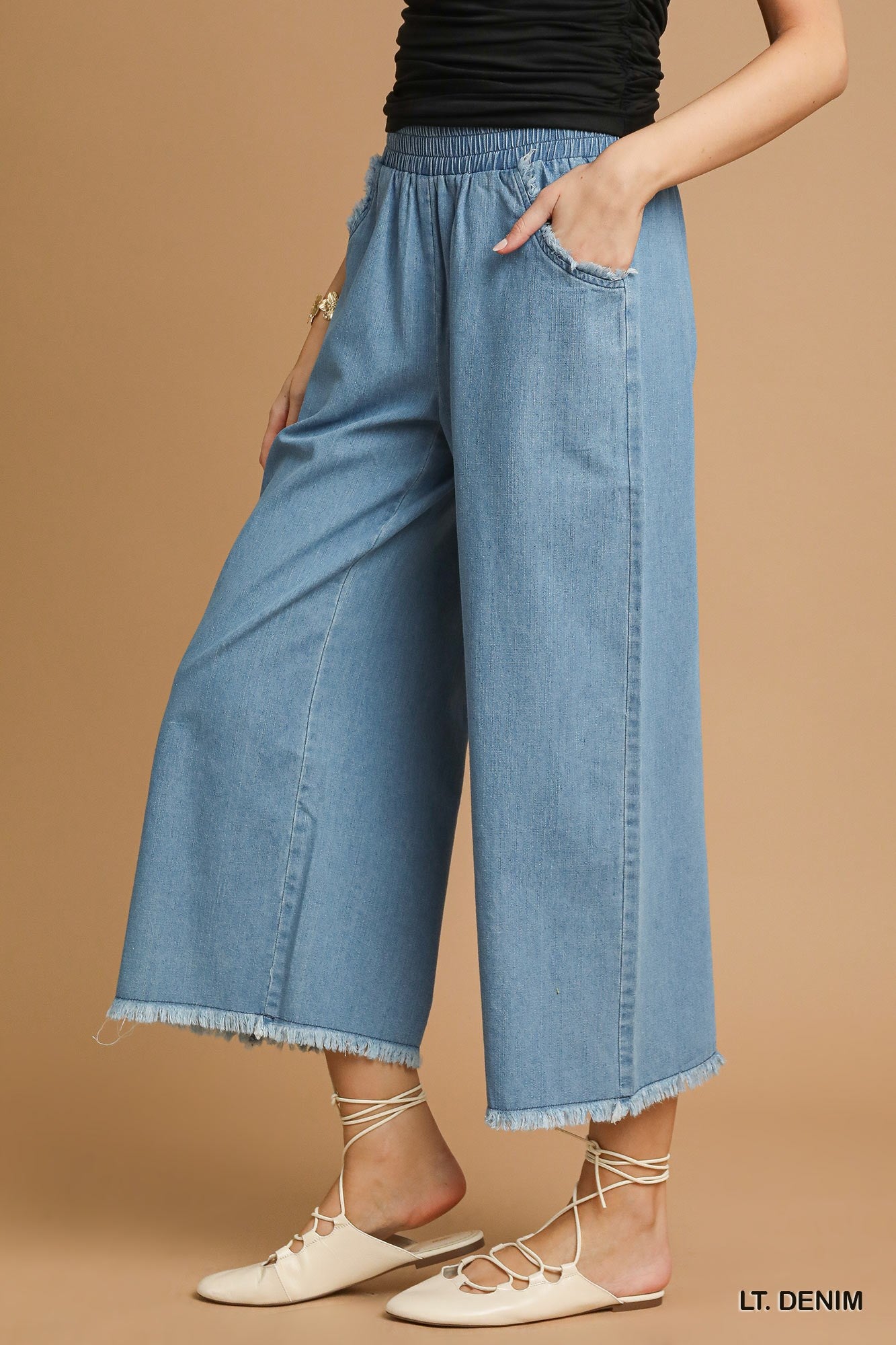 Umgee Light Denim Wide-Leg Pants