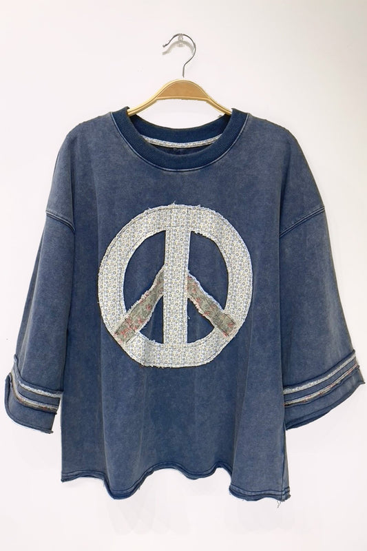 Umgee Mineral Wash Vintage Peace Sign Graphic Tee – Retro Casual Tops for Women