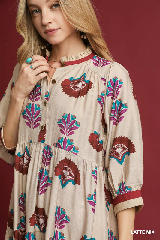 PLUS Umgee Golden Garden Tiered Midi Dress
