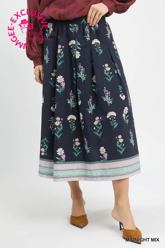 ⭐UMGEE COPYRIGHT PRINT⭐ Mix Floral Embroidered Midi Skirt