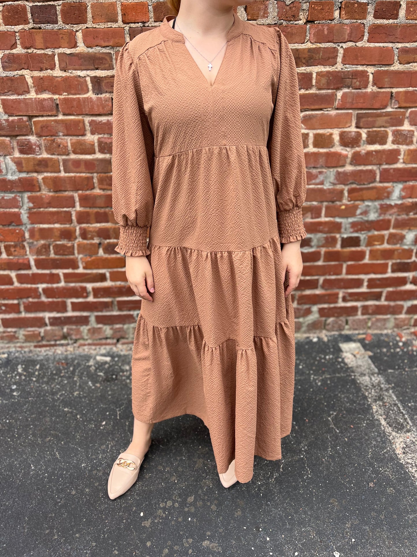 Umgee Textured Tiered Midi Dress