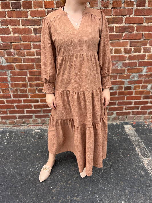 Umgee Textured Tiered Midi Dress