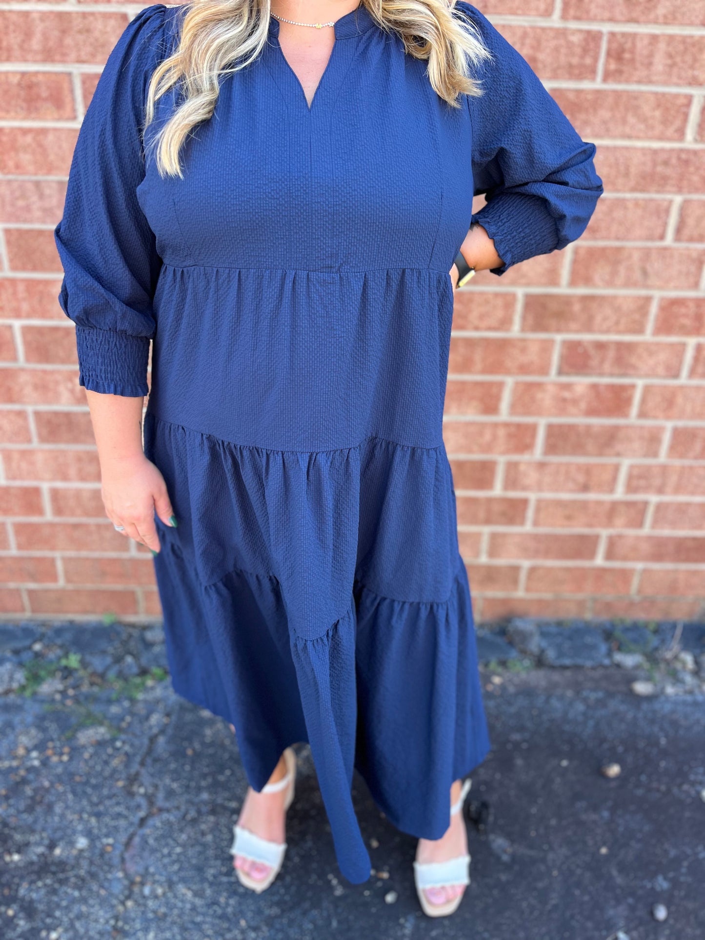 PLUS Umgee Textured Tiered Midi Dress