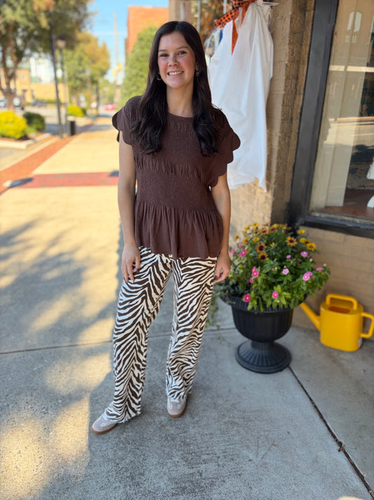 Baby Zebra 31" Inseam Fray Hem Wide Leg Pant