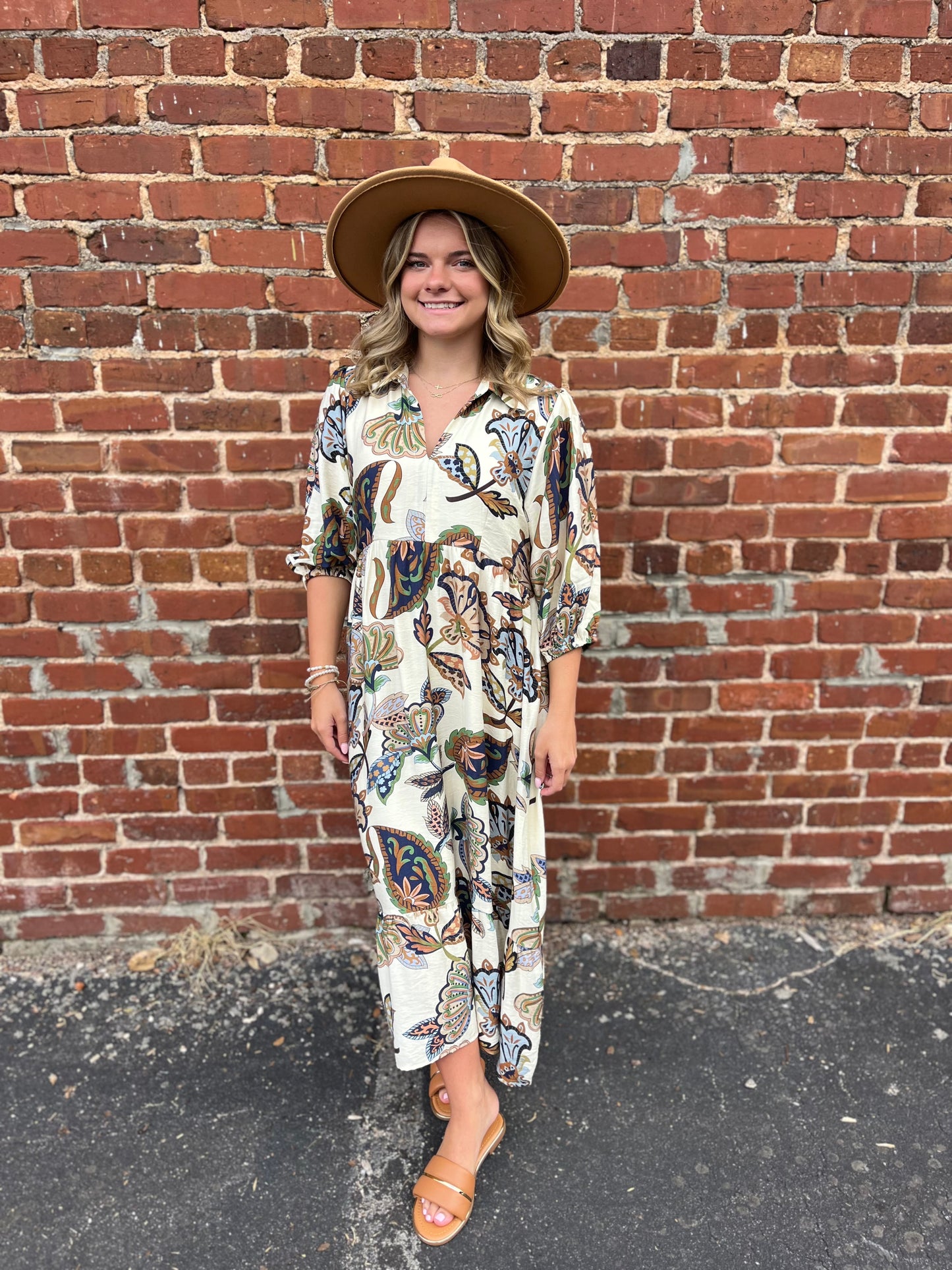 Umgee Boho Paisley Tiered Midi Dress