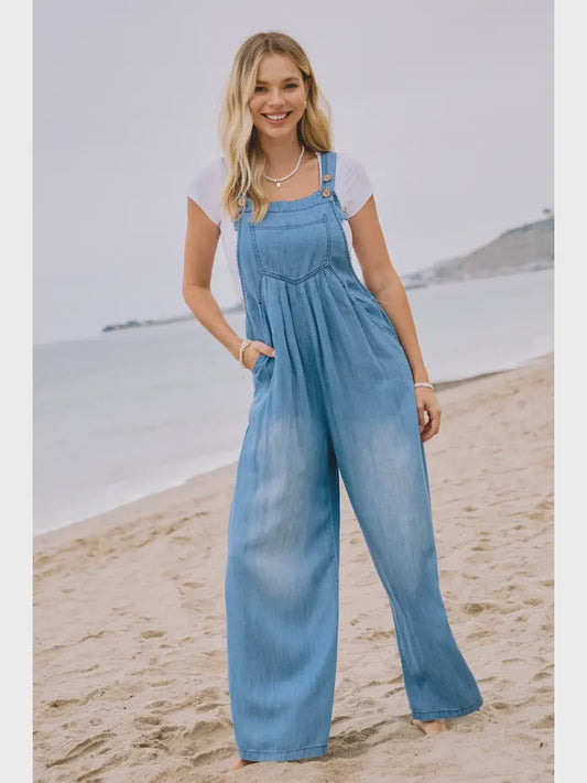 Washed Cambray Overall Jumpsuit