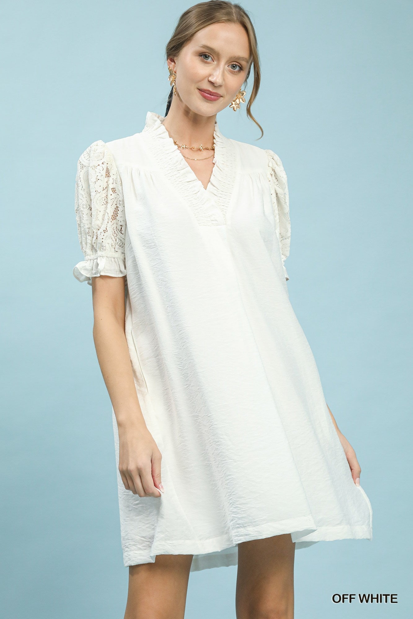 Umgee White Lace Babydoll Dress
