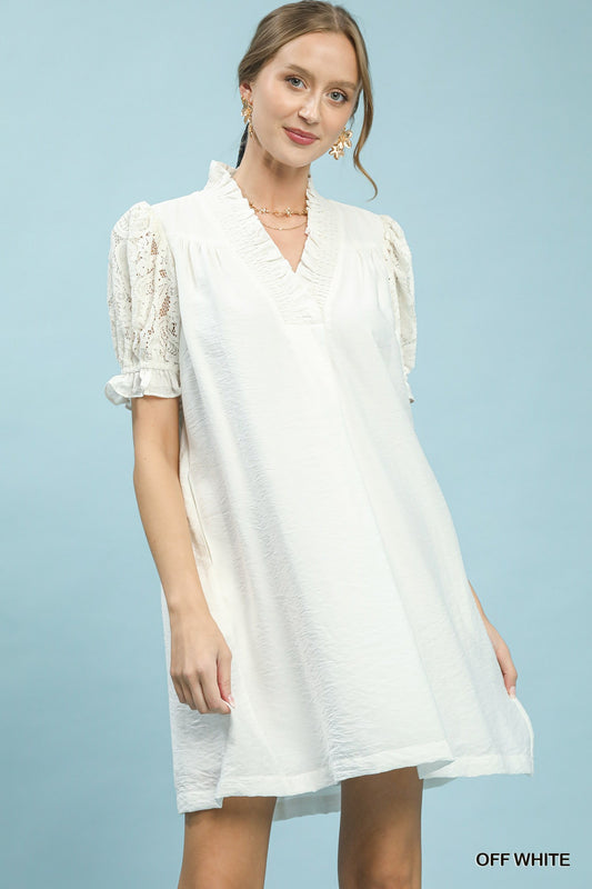 Umgee White Lace Babydoll Dress