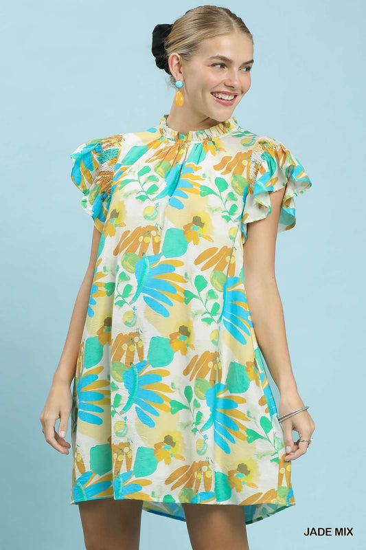 Umgee Jade Floral Print Dress