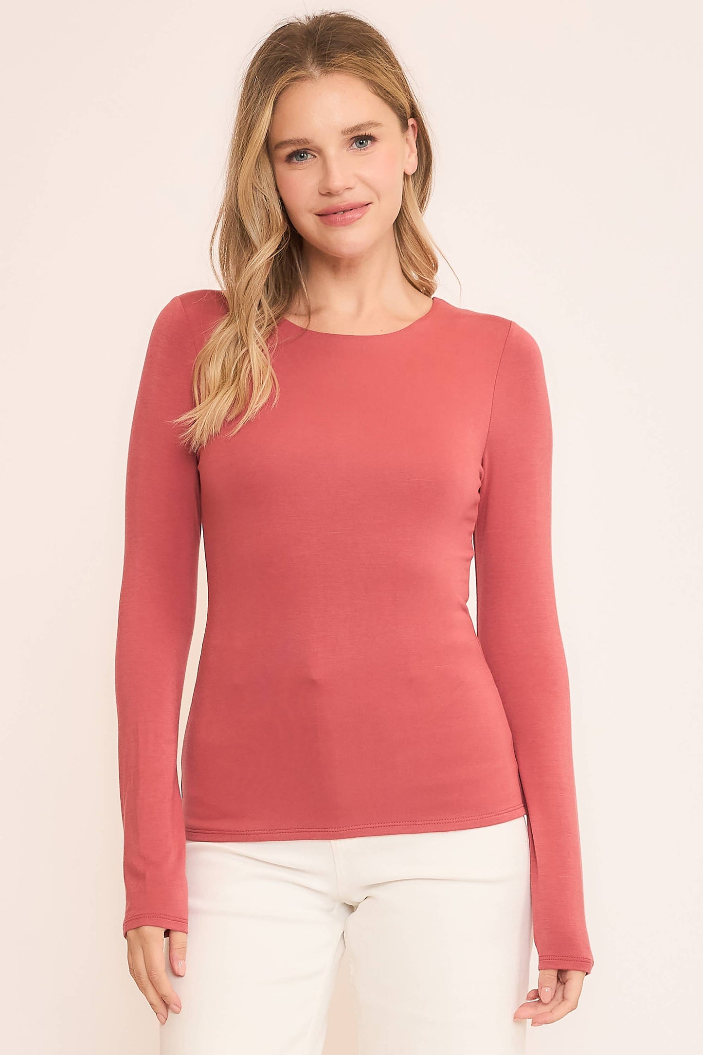 Wasabi + Mint Double Layered Long Sleeve Essential Top - Black