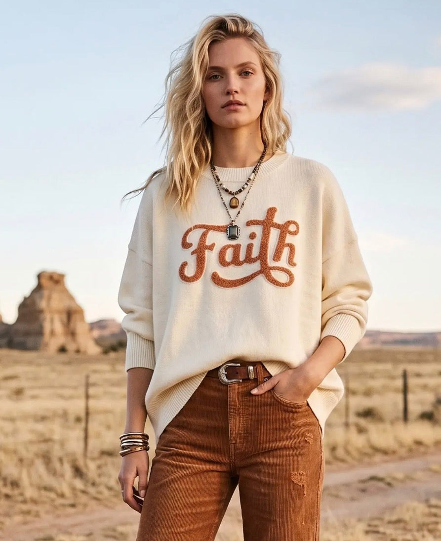 FAITH Embroidered Oversized Sweater