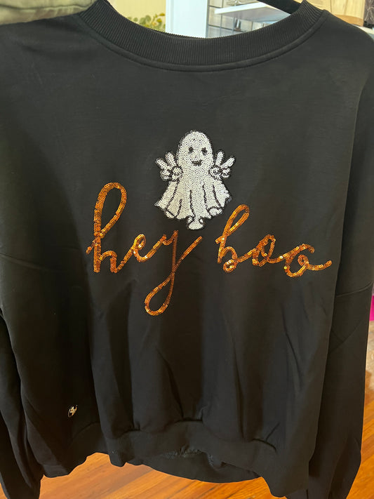 Simply Southern "Hey Boo" Sequin Ghost Crew - FINAL SALE