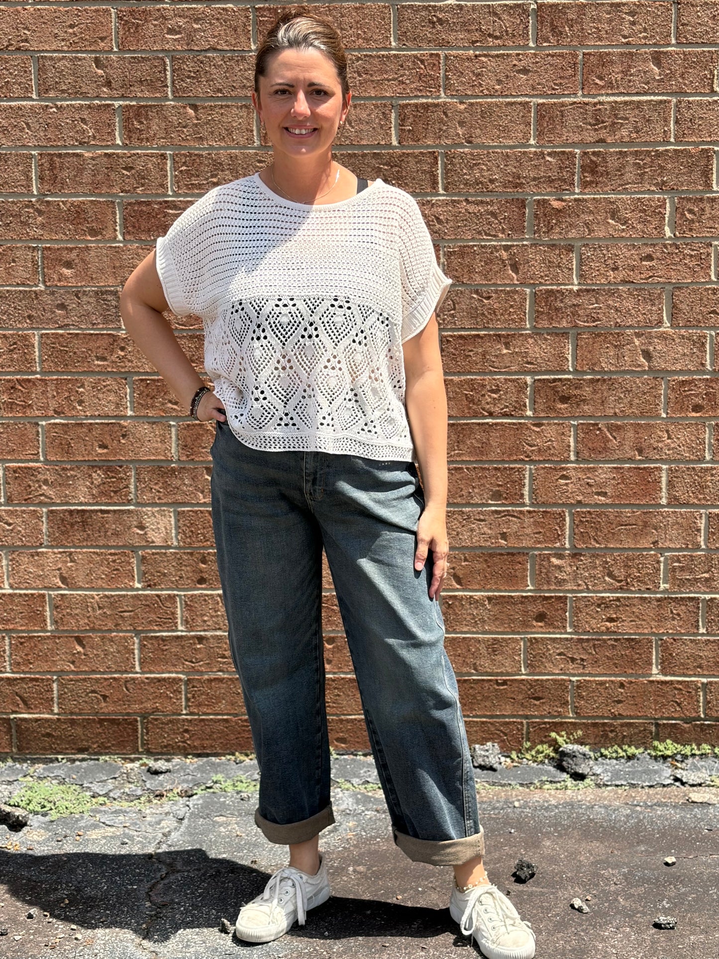 Floral Detail Crochet Boho Top