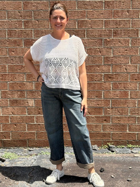 Floral Detail Crochet Boho Top