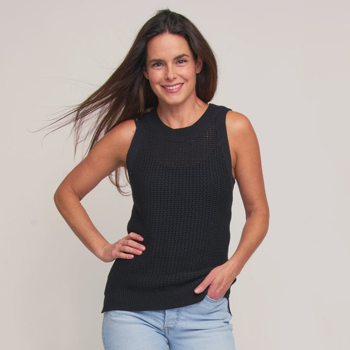 Mira Sweater Knit Tank Top - Jet Black