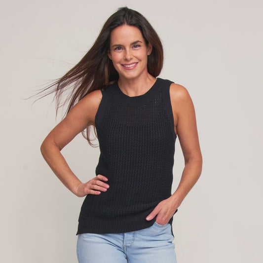 Mira Sweater Knit Tank Top - Jet Black