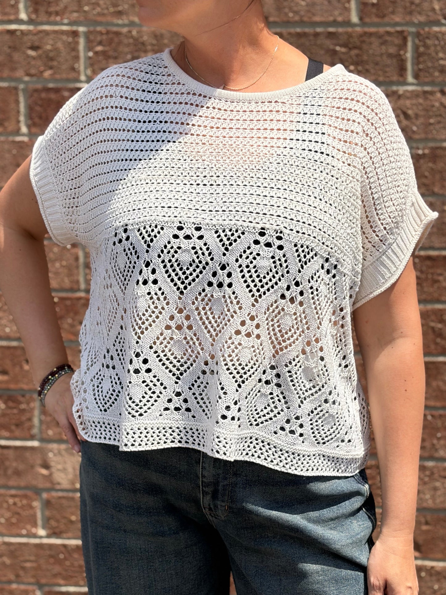 Floral Detail Crochet Boho Top