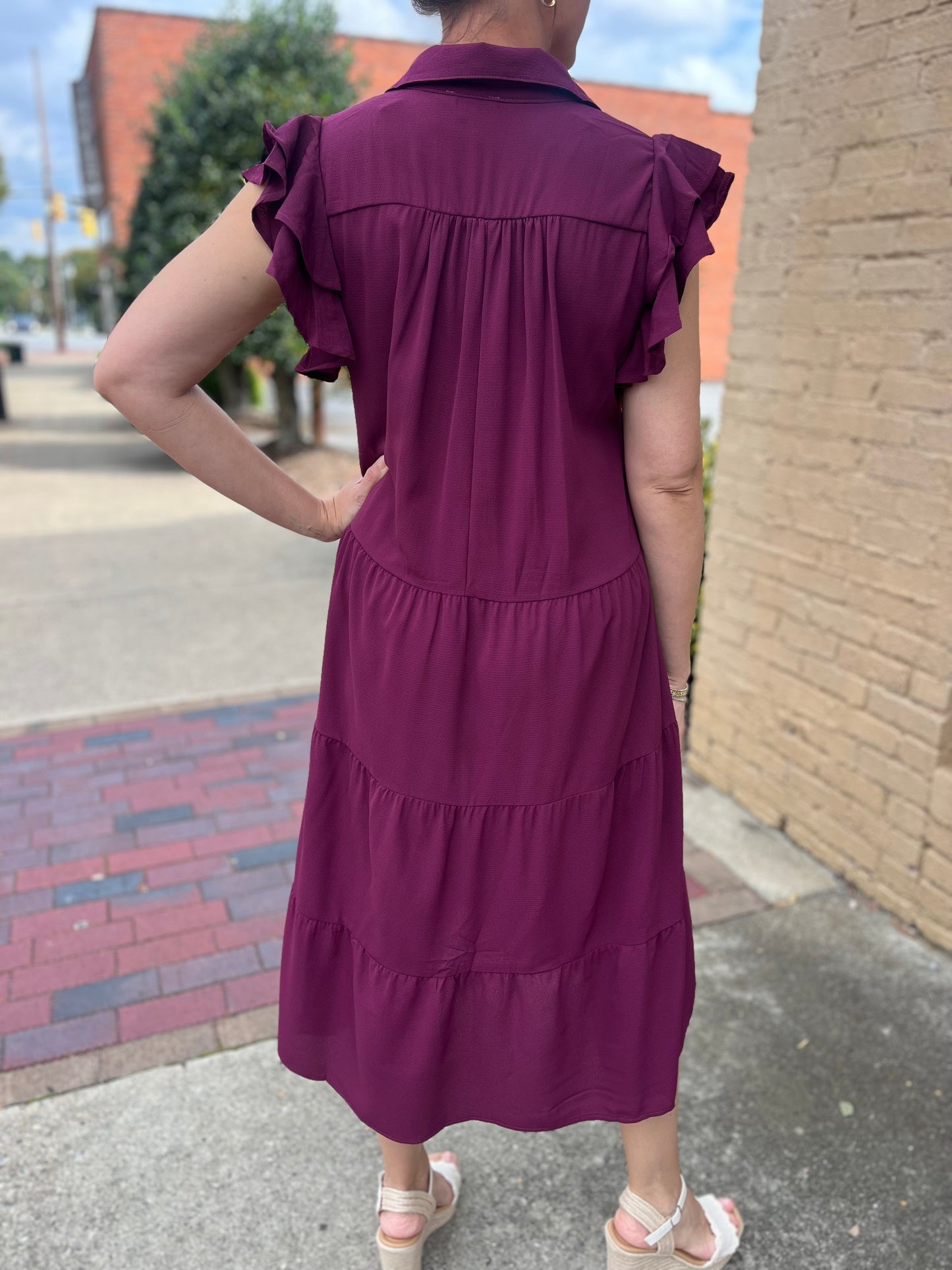 Umgee Plum Midi Dress with Collar