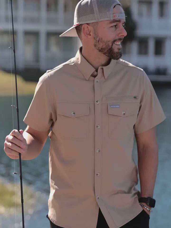BURLEBO Performance Fishing Shirt - Cobblestone