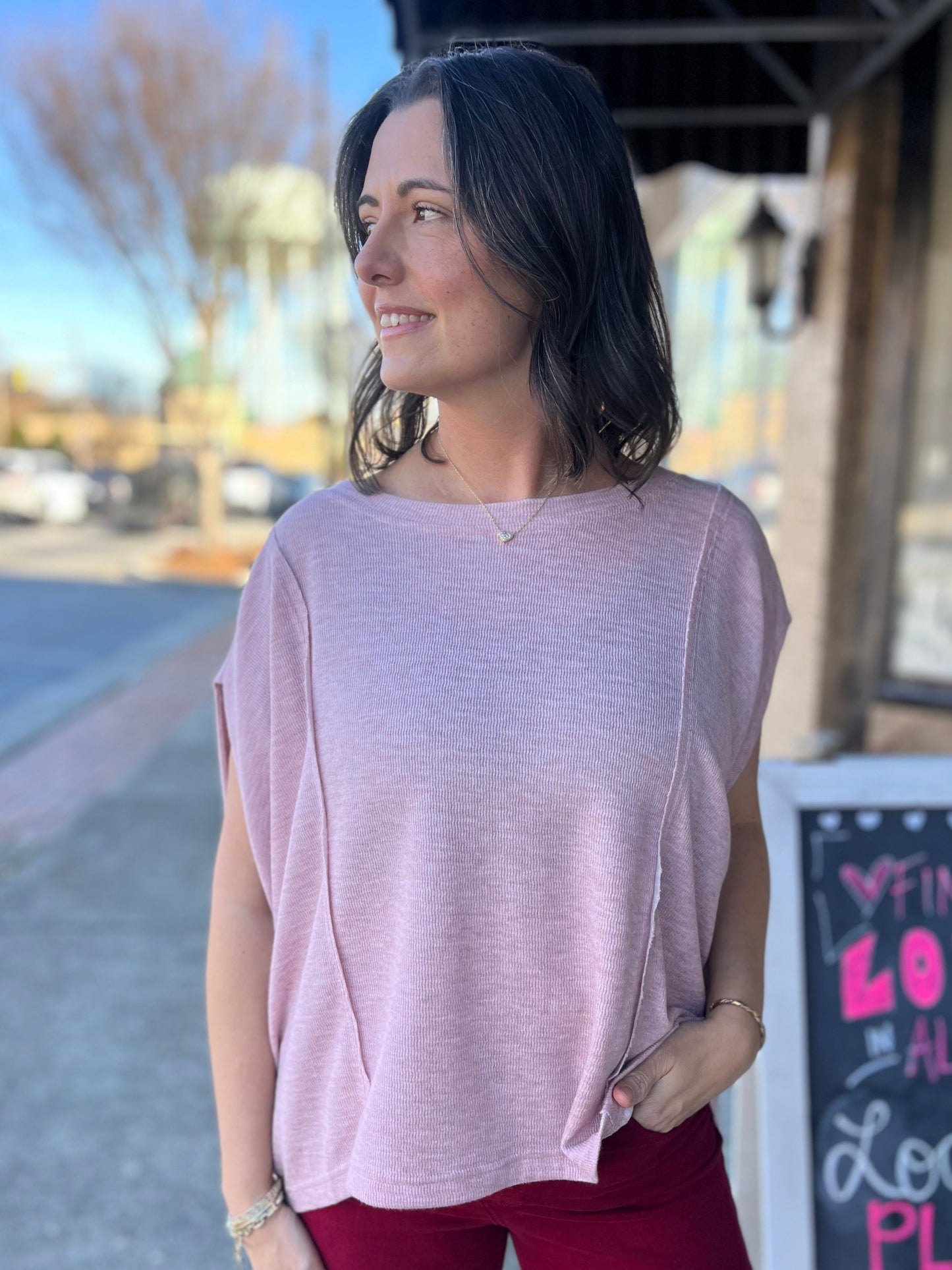 Umgee Lt. Pink Soft Knit Pullover Top