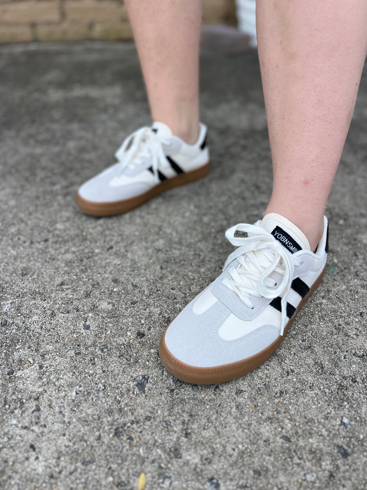 Ldc Striped Lace-Up Flat Sneakers Little Daisy Closet