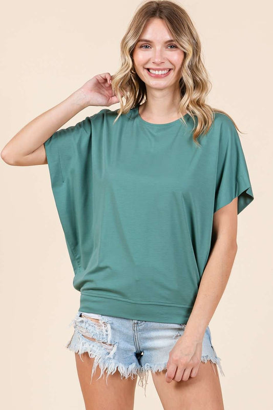 Jade Knit Round Neck Dolman Sleeve Top