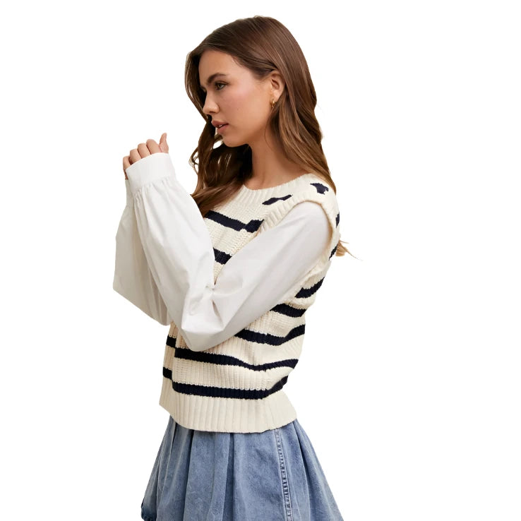 Twofer Sweater Vest Blouse