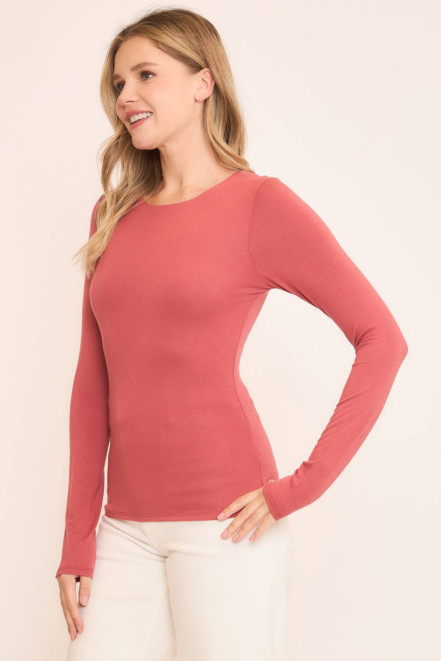 Wasabi + Mint Double Layered Long Sleeve Essential Top - Black