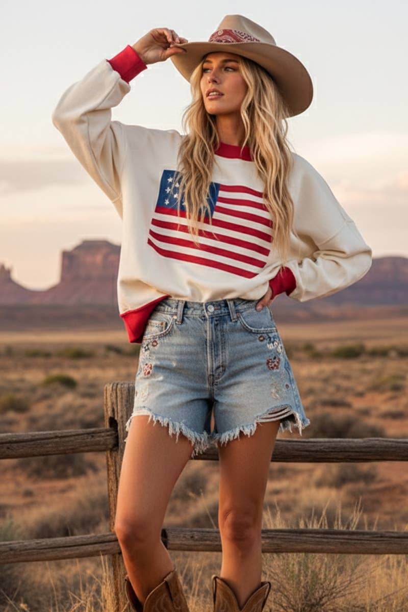American Flag Top with Red Detail