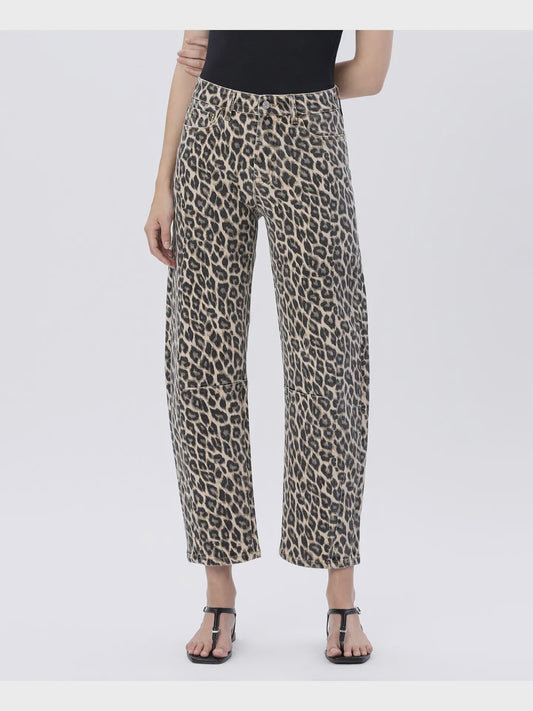 VERVET High Rise Leopard Barrel Jeans