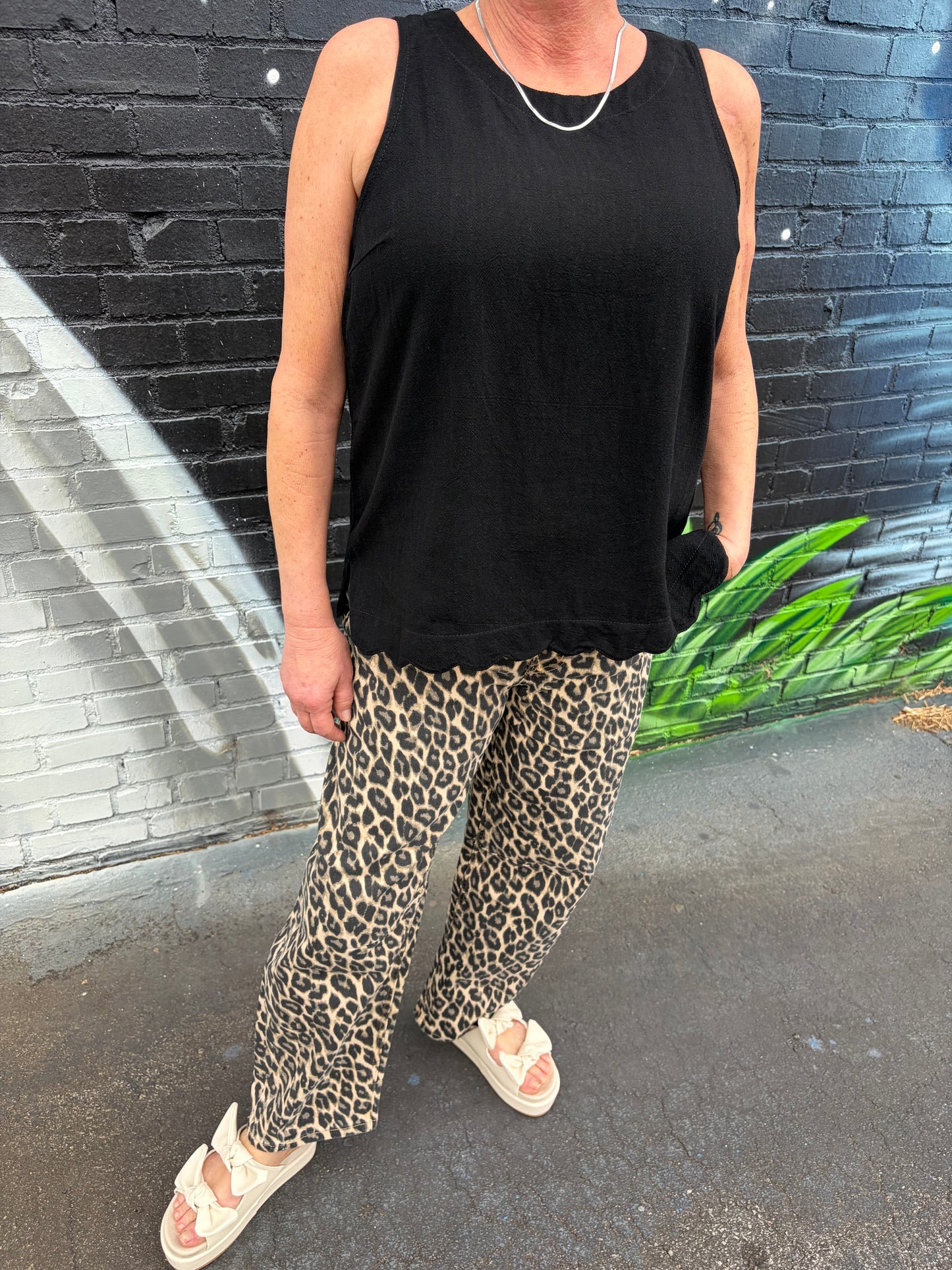 VERVET High Rise Leopard Barrel Jeans