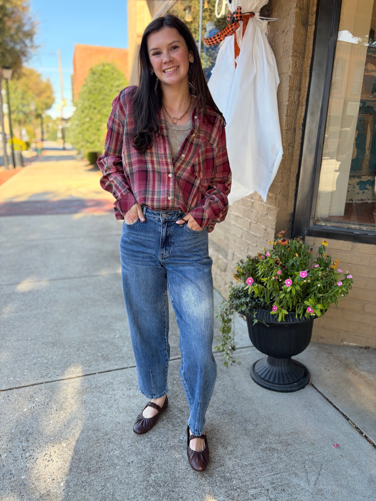 Abri Rose Plaid Flannel Shirt