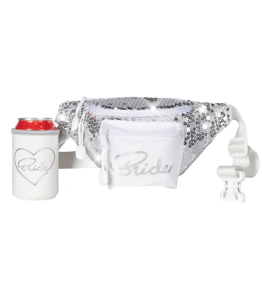 Bride Fanny Pack with Drink Holder - Sequin Bridal Party Bag Tipsy Elves