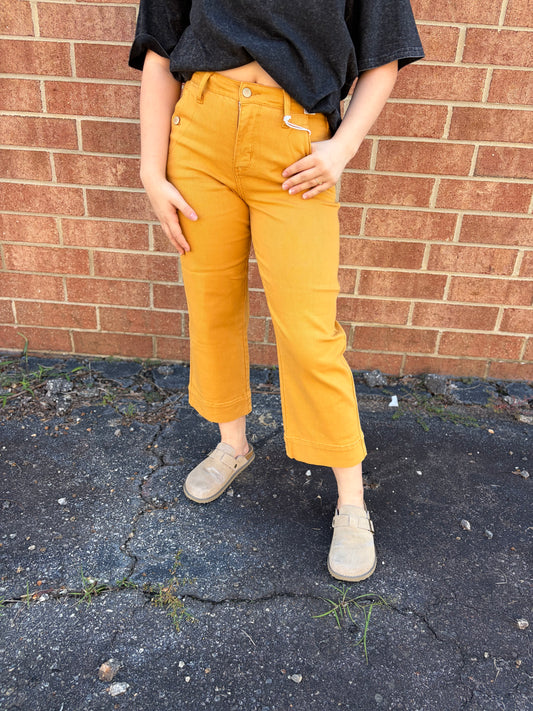Judy Blue HW Dottie Mustard Crop Jean