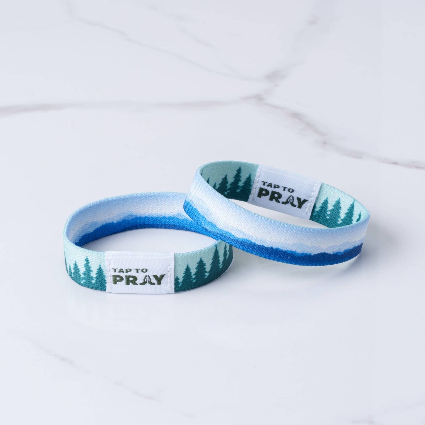 Tap To Pray™ Wristbands - Mountains & Forests: Medium / Blue Mountains & Green Forests