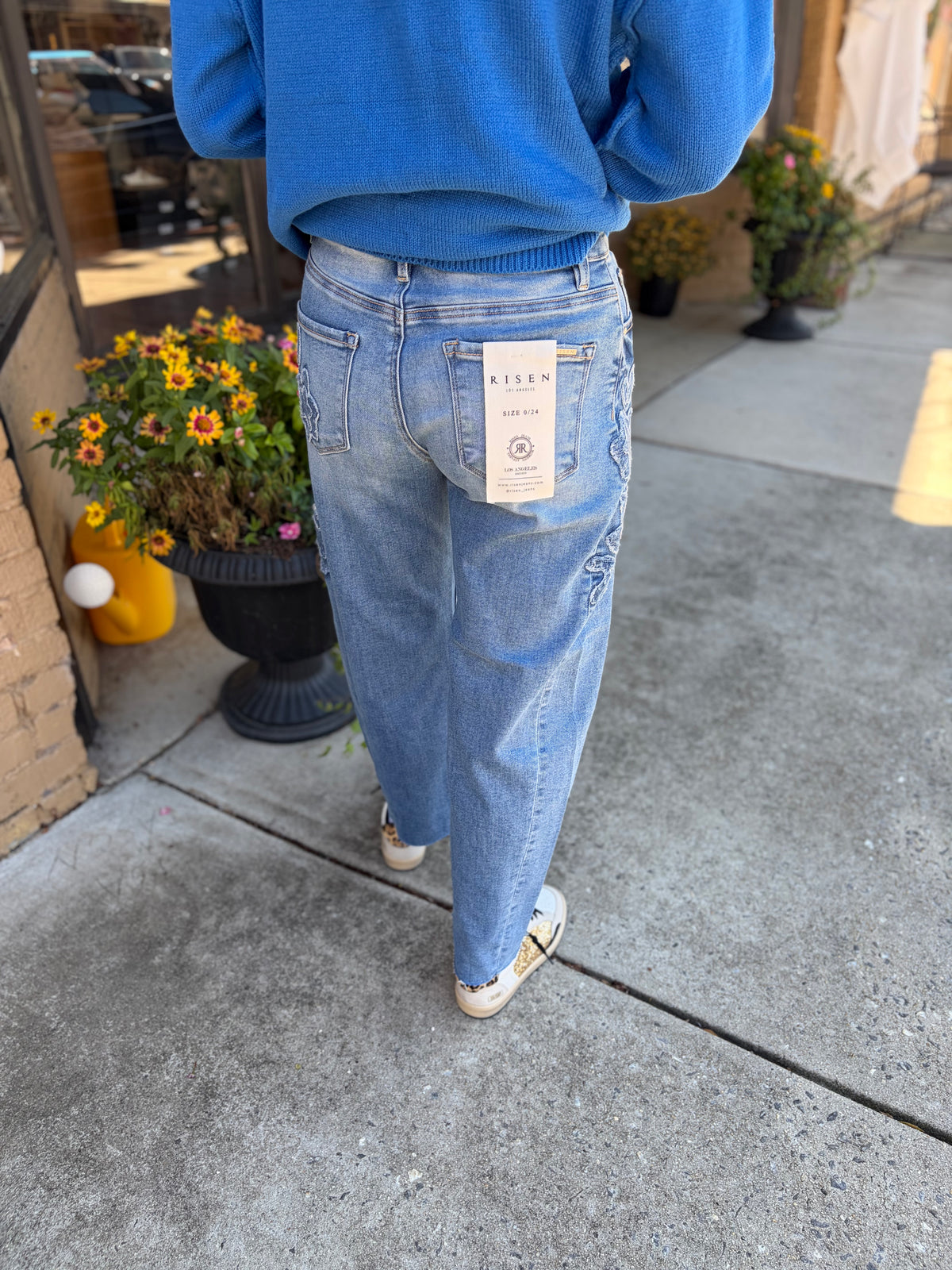 Risen Slouchy Barrel Flower Patch Jean
