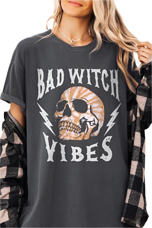 Comfort Colors Bad Witch Vibes Skull Halloween - FINAL SALE