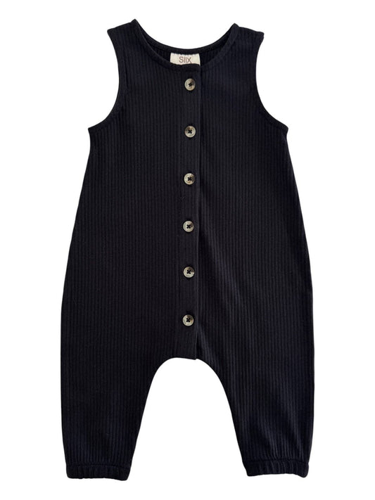 Black / Organic Ribbed Bay Jumpsuit: 18-24M SIIX Collection